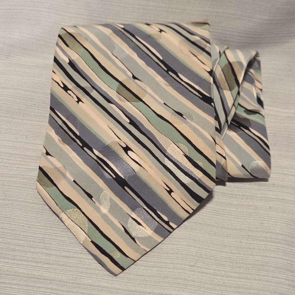 Bernini Men's Tie Pale Teal Mint Green Perrywinkle Black Made in Italy